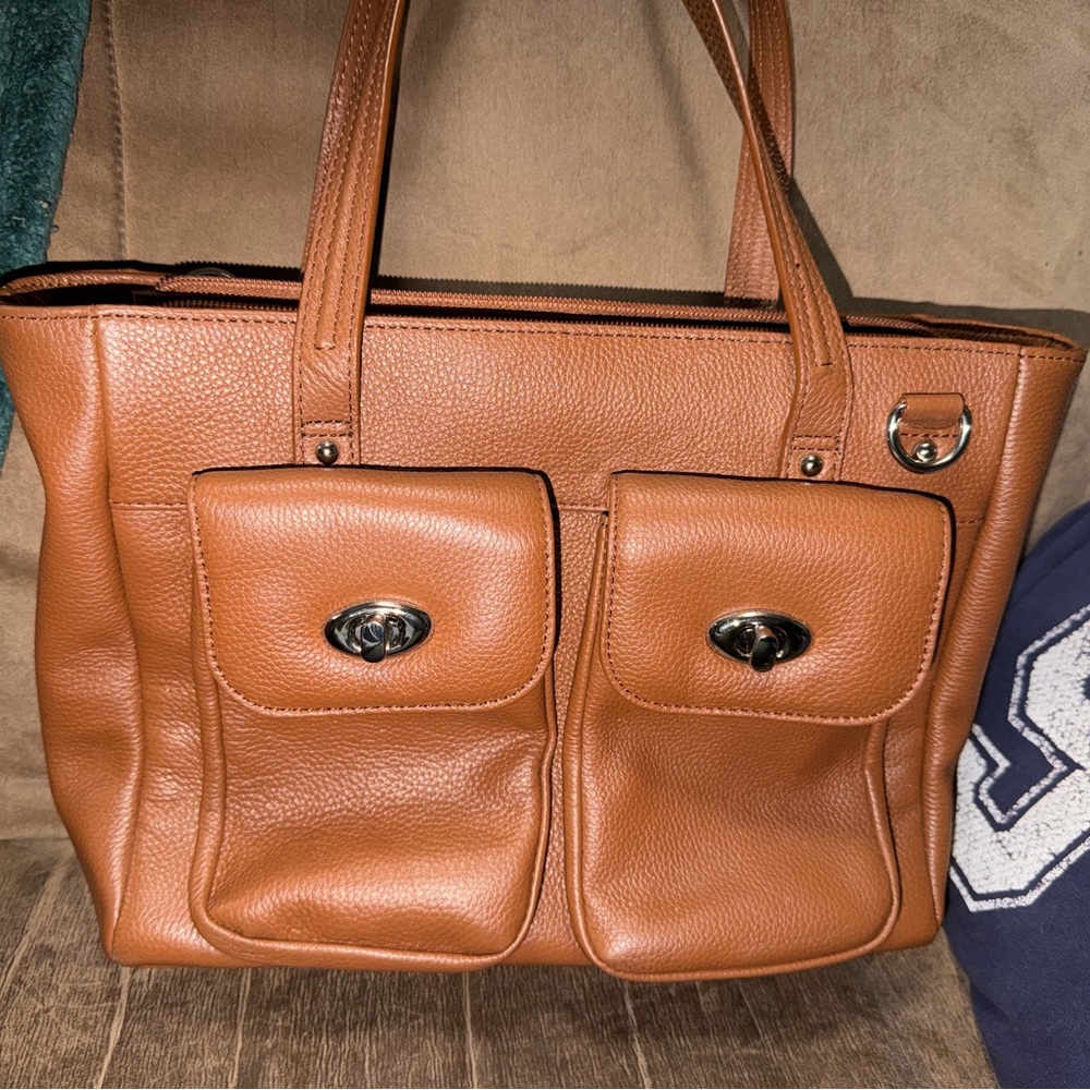Conceal carry purse Tan Leather Tote Bag
